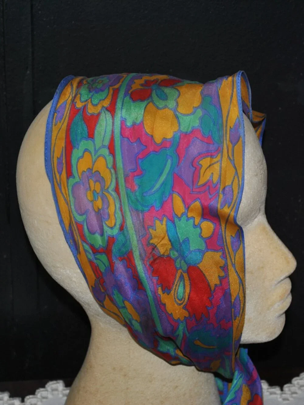 Vintage Liz Claiborne Long Skinny Floral Silk Scarf
